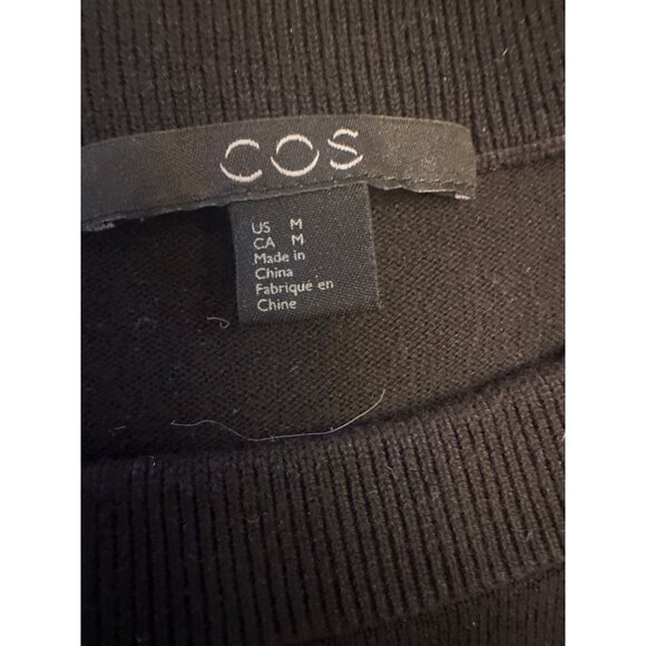 COS Black Crewneck Cotton Sweater Medium Minimalist Career Professional - Picture 2 of 5